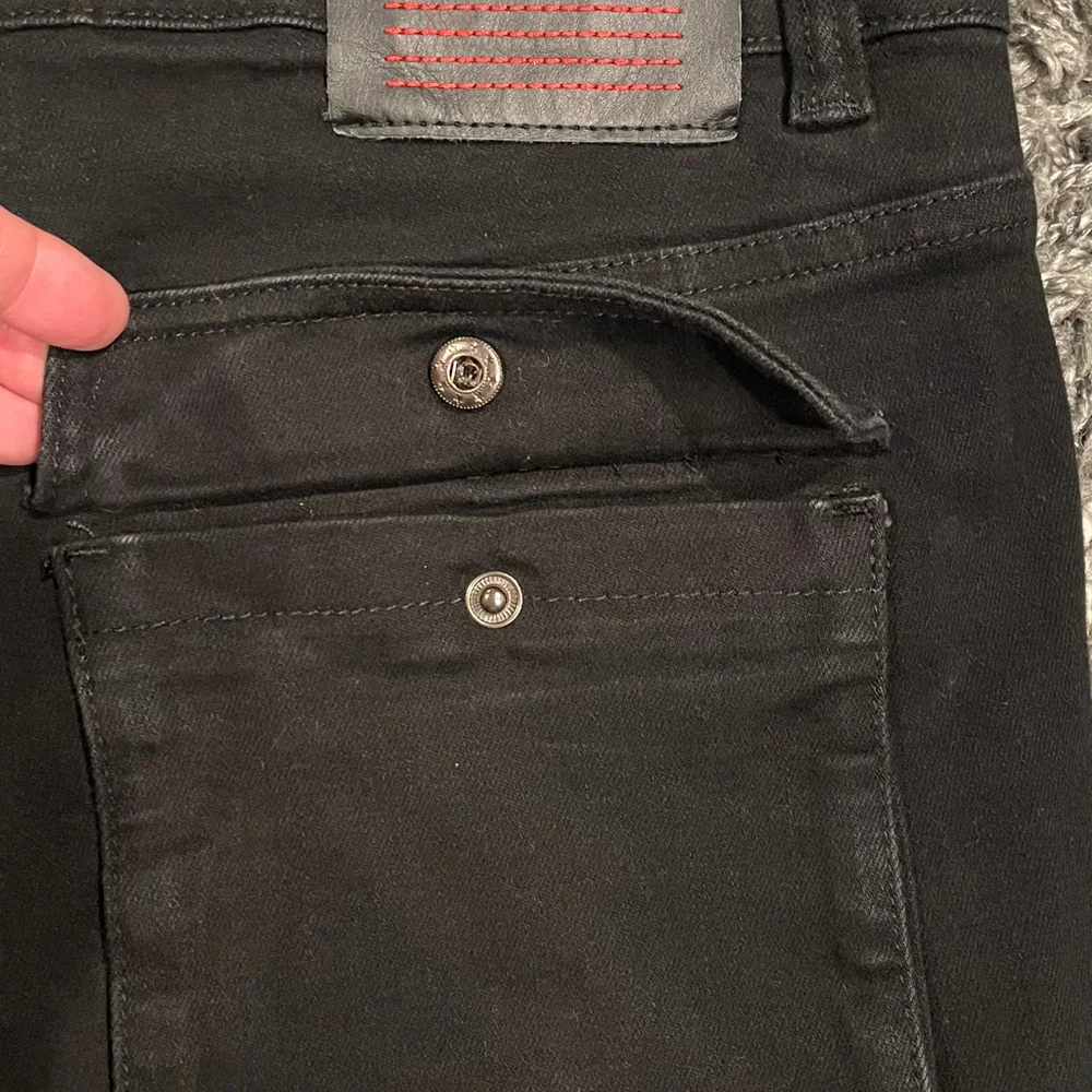 Serenede Mens Black Cargo Jeans Size 38-30